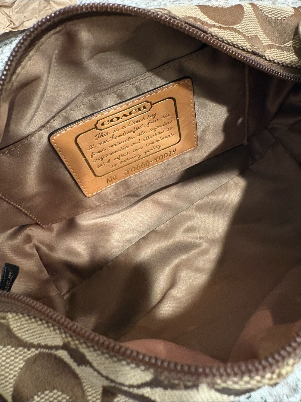 Coach Mini Shoulder Bag in Khaki, Cream with Red Charm - Picture 6 of 13